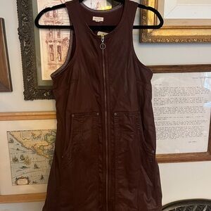 Pilcro Brown Zip-Up Sleeveless Dress